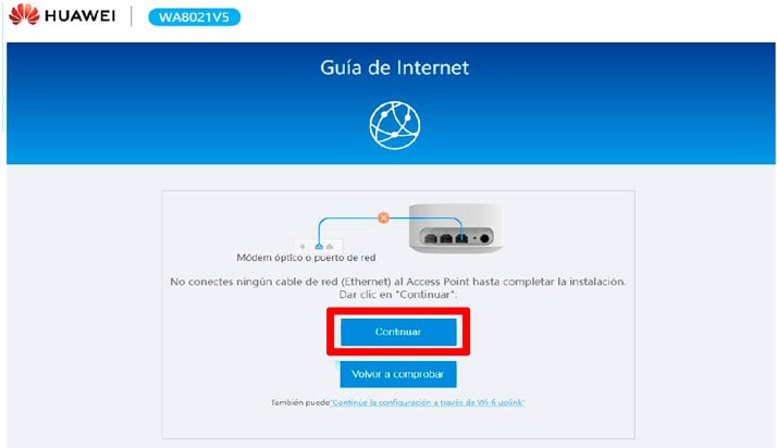 Imagen ilustrativa muestra el botón Continuar. 