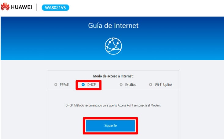 Imagen ilustrativa muestra opción DHCP seleccionado. 